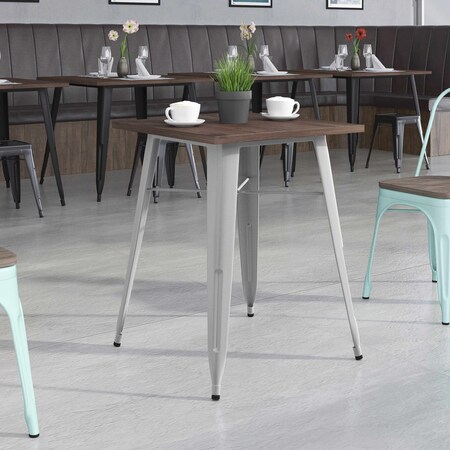 Flash Furniture Square Silver Metal Table, 23.5" CH-31330-29M1-SIL-GG